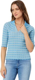 Полосатый свитер-поло Rosetta Getty, цвет Aqua/Beige