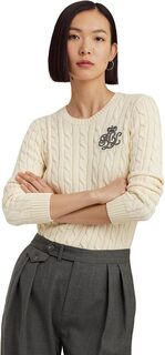 Хлопковый свитер вязанной косой Bullion LAUREN Ralph Lauren, цвет Mascarpone Cream