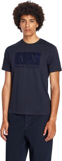 Текстурированная футболка с логотипом в виде шелкографии Armani Exchange, темно-синий