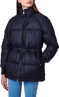 Плотная куртка-пуховик с узором «елочка» и подтянутой талией Bernardo, темно-синий