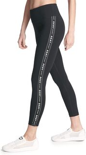 Женские леггинсы для йоги для контроля живота DKNY, цвет Black With Black/White Logo Tape