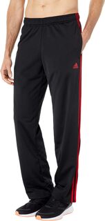Трикотажные брюки с открытым подолом Essentials с 3 полосками adidas, цвет Black/Scarlet 1