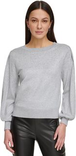 Мини-свитер с пайетками и круглым вырезом с длинными рукавами DKNY, цвет Steel Grey Heather