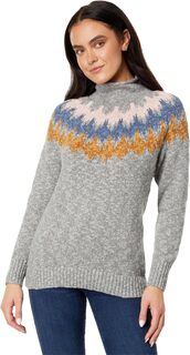 Хлопковый свитер Ragg, пуловер с воротником-воронкой Fair Isle L.L.Bean, светло-серый L.L.Bean®