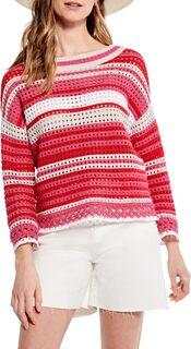 Яркий вязаный свитер крючком NIC+ZOE, цвет Red Multi