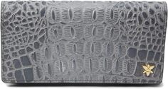 Тройной кошелек-клатч RFID — 1150 Anuschka, цвет Croco Embossed Silver/Grey