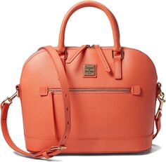 Сумка на молнии с куполом из сафьяновой кожи Dooney &amp; Bourke, коралловый