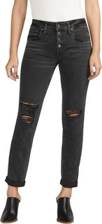 Джинсы Boyfriend Mid-Rise Slim Leg Jeans L27161ABS538 Silver Jeans Co., черный