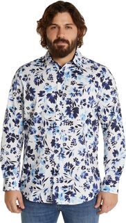Эластичная рубашка с цветочным принтом Big &amp; Tall Martin Johnny Bigg, синий