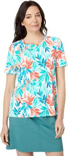 Солнцезащитная рубашка Sunsmart UPF 50+ с коротким рукавом и принтом L.L.Bean, цвет Deepwater Blue Tropical Leaves L.L.Bean®