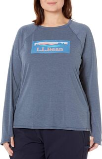 Плюс размер Повседневная футболка SunSmart с круглым вырезом и длинными рукавами Графика L.L.Bean, цвет Nautical Navy Katahdin L.L.Bean®