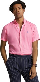 Льняная рубашка классического кроя с коротким рукавом Polo Ralph Lauren, цвет Harbor Pink