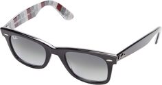 Солнцезащитные очки RB2140 Wayfarer Gradient Sunglasses Ray-Ban, цвет Top Black On Texture Che Frame/Light Grey Gradient Blue Lens