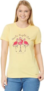 Футболка с короткими рукавами Crusher для девочек Night Out Flamingo Life is Good, цвет Sandy Yellow