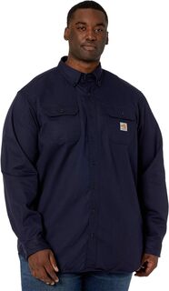 Классическая огнестойкая рубашка из твила Big &amp; Tall Carhartt, темно-синий