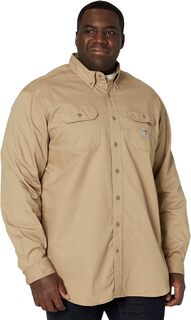 Классическая огнестойкая рубашка из твила Big &amp; Tall Carhartt, хаки