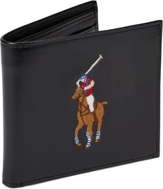 Кожаный кошелек Big Pony в складке Polo Ralph Lauren, цвет Black/Multi Pony