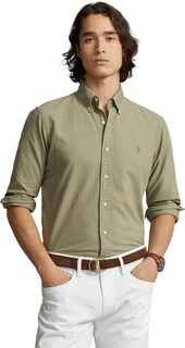 Классическая оксфордская рубашка с длинными рукавами, окрашенная в готовую одежду Polo Ralph Lauren, цвет Sage Green