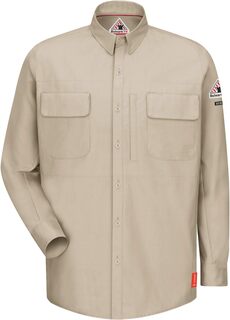 Комфортная тканая рубашка iQ Series с накладными карманами и длинными рукавами Bulwark FR, цвет Light Tan