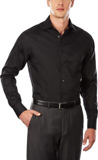 Мужская классическая рубашка стандартного кроя без железа с французскими манжетами с узором «елочка» Calvin Klein, черный