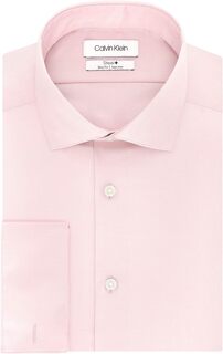 Мужская классическая рубашка Slim Fit без железа с однотонными французскими манжетами Calvin Klein, розовый