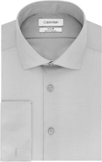 Мужская классическая рубашка Slim Fit без железа с однотонными французскими манжетами Calvin Klein, цвет Smoke