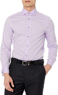 Мужская классическая рубашка Slim Fit без железа с однотонными французскими манжетами Calvin Klein, сирень