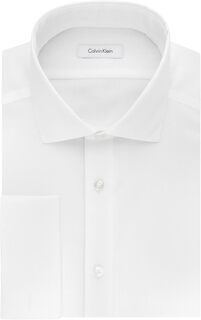Мужская классическая рубашка Slim Fit без железа с однотонными французскими манжетами Calvin Klein, белый