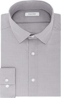 Мужская классическая рубашка приталенного кроя в клетку без железа Calvin Klein, серый