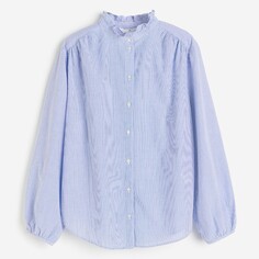 Блузка H&amp;M Ruffle-trimmed Cotton, синий H&M