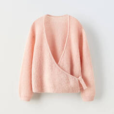 Кардиган Zara Knit Wrap, бежево-розовый