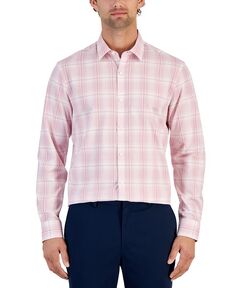 Мужская рубашка на пуговицах с длинными рукавами и клетчатым принтом Alfani, розовый