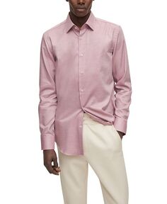 Мужская рубашка узкого кроя, которую легко гладить Hugo Boss, розовый