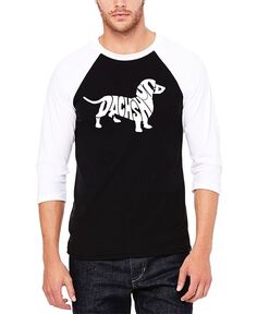 Мужская бейсбольная футболка с надписью «Такса» с рукавами реглан LA Pop Art, цвет Black, White