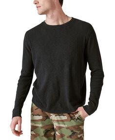 Мужская термостойкая футболка с длинным рукавом и круглым вырезом, окрашенная в готовой одежде Lucky Brand, черный