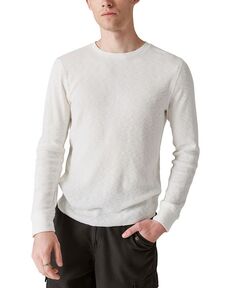 Мужская термостойкая футболка с длинным рукавом и круглым вырезом, окрашенная в готовой одежде Lucky Brand, белый