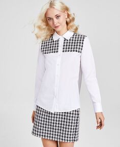 Женская твидовая рубашка X-Fit с нашивками на пуговицах Calvin Klein, белый