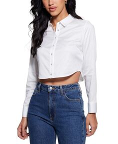 Женская укороченная рубашка с длинными рукавами и пуговицами из саами GUESS, белый