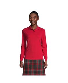 Женская школьная форма с длинными рукавами и женской сетчатой рубашкой поло Lands&apos; End, красный