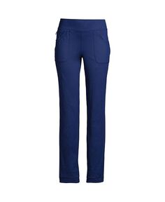 Женские высокие активные брюки с 5 карманами Lands&apos; End, синий