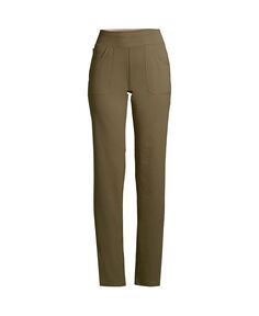 Женские высокие активные брюки с 5 карманами Lands&apos; End, зеленый