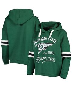 Женский зеленый рваный пуловер с капюшоном Michigan State Spartans Super Pennant Pressbox, зеленый