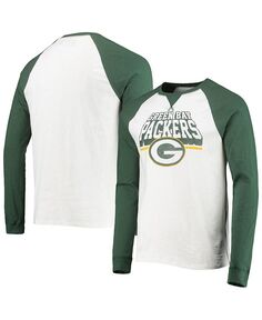 Мужская белая футболка с длинным рукавом Green Bay Packers реглан с цветными блоками Junk Food, белый