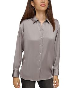 Женская блузка на пуговицах со стразами KARL LAGERFELD PARIS, серебро