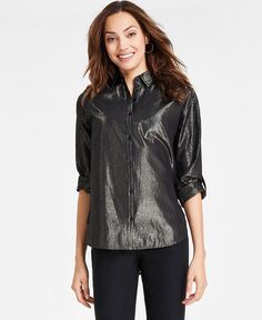 Женская рубашка Amanda на пуговицах с металлизированной нитью Gloria Vanderbilt, черный