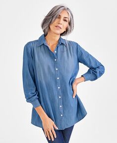 Женская рубашка-туника-бойфренд Style &amp; Co, синий