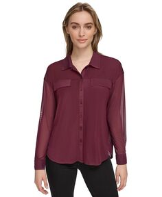 Женская сетчатая рубашка на пуговицах спереди Calvin Klein, красный
