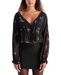 Женская блузка Holly с поясом на талии и цветочным принтом Steve Madden, черный