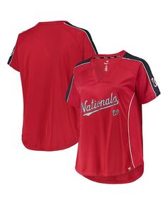 Женская красная футболка реглан размера плюс Diva Washington Nationals с вырезом реглан Profile, красный