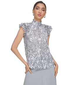 Женская блузка без рукавов с рюшами и принтом Calvin Klein, коричневый